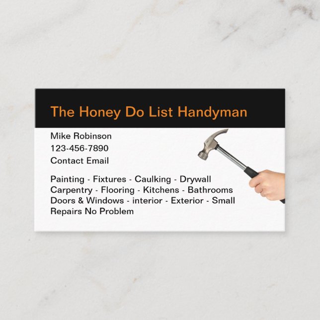 Einfache Honey Do Handyman-Visitenkarten Visitenkarte (Vorderseite)