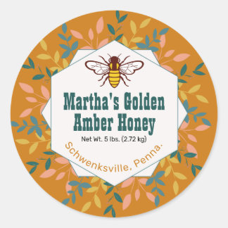Einfache Honeybee Logo-Honey-Jar Runder Aufkleber