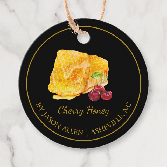 Einfache Honeycomb Cherry infused Honey Hang Tag Geschenkanhänger (Vorderseite)