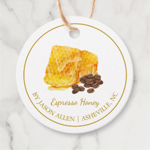 Einfache Honeycomb Espresso infused Honey Hang Tag Geschenkanhänger