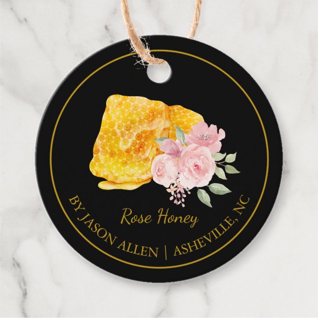 Einfache Honeycomb-Rose in Honey Hang Tag Geschenkanhänger (Vorderseite)