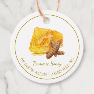 Einfache Honeycomb Turmeric Infused Honey Hang Tag Geschenkanhänger