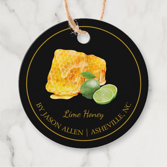 Einfache Honigwabe Limoner Honig Hang Tag Geschenkanhänger (Vorderseite)