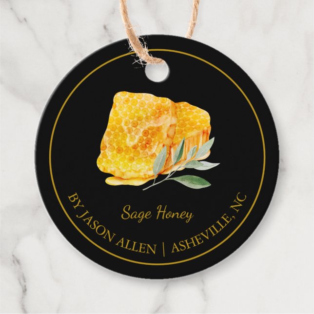 Einfache Honigwabensage mit Honey Hang Tag Geschenkanhänger (Vorderseite)