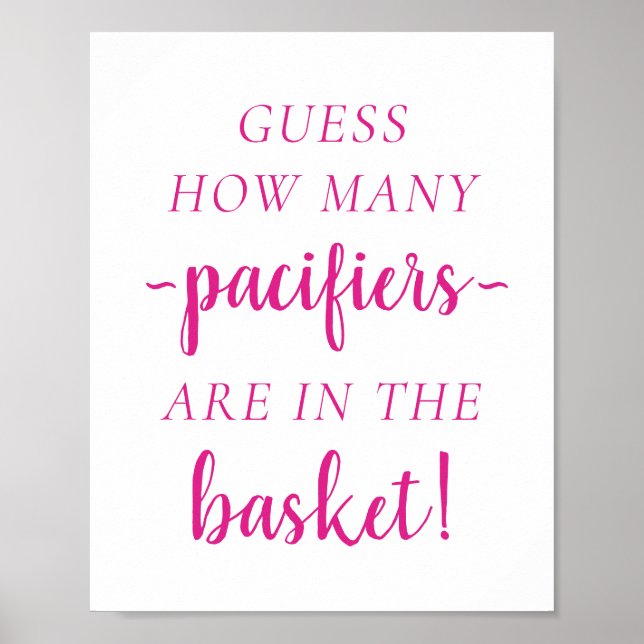 Einfache Hot Pink-Anzahl | Magenta Guessing Game Poster (Vorne)