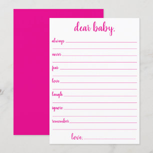 Einfache Hot Pink Lieber Baby Magenta Keepake Ca Einladung