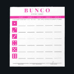 Einfache Hot-Pink- und White-Bunco-Punktkarte Notizblock<br><div class="desc">Entferne so viele Punktkarten wie nötig von diesem Notizblock und schlüpfe dein Bunco-Spiel mit diesen, bereit zu gehen und leicht zu benutzen, Abreißen von Punkteblättern und jeder Spieler kann leicht behalten, die Spur seiner Gewinne und Verluste, sowie das Sammeln von buncos und kleinen buncos für bis zu fünf Runden. Hübsche...</div>