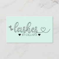 Einfache Hübsch-Minze-Grün-Herz-Typografie Lashes