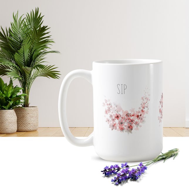 Einfache Hübsche Aquarellfarbe Rosa Blumencoffee T Kaffeetasse (Von Creator hochgeladen)