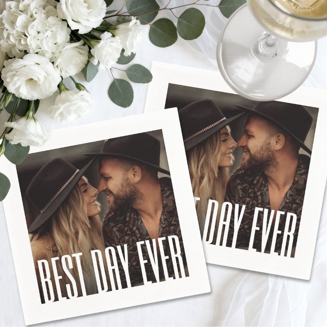 Einfache Hübsche Moderne Foto Hochzeit Serviette (Simple Cute Modern Photo Wedding Napkins)