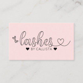 Einfache Hübsche Pink-Herz-Typografie-Lashes Visitenkarte