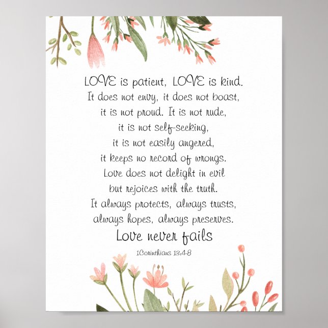 Einfache Hübsche Rosa Blume Christlich Hochzeit Poster (Vorne)