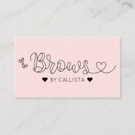 Einfache Hübsche Rosa Herztypografie Brows Visitenkarte