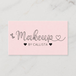 Einfache Hübsche Rosa Herztypografie Makeup Artist Visitenkarte