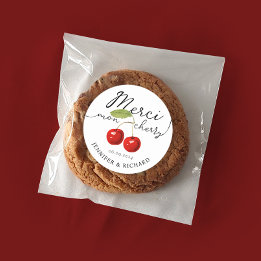 Einfache Hübsche Rotkirschen Hochzeiten handschrif Runder Aufkleber