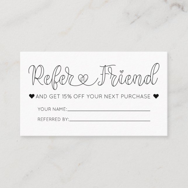 Einfache Hübsche Typografie des weißen Herzens Visitenkarte (Vorderseite)