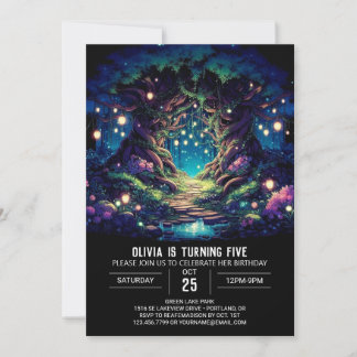 Einfache Hübsche Woodland Digital Geburtstag Einladung