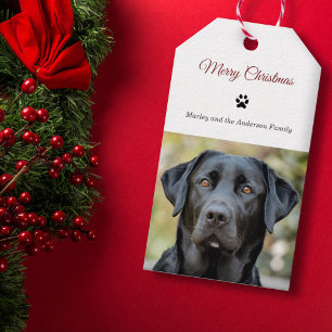 Einfache Hunde Foto Frohe Weihnachten Geschenkanhänger