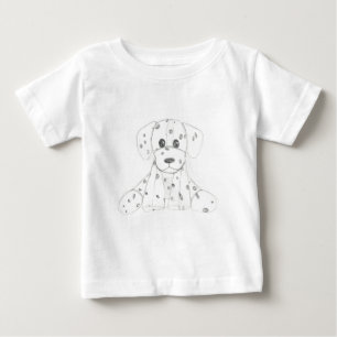 einfache Hundedarstellung für Kinder schwarz weiß  Baby T-shirt