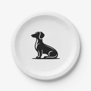 Einfache Hundemotif-Silhouette Pappteller