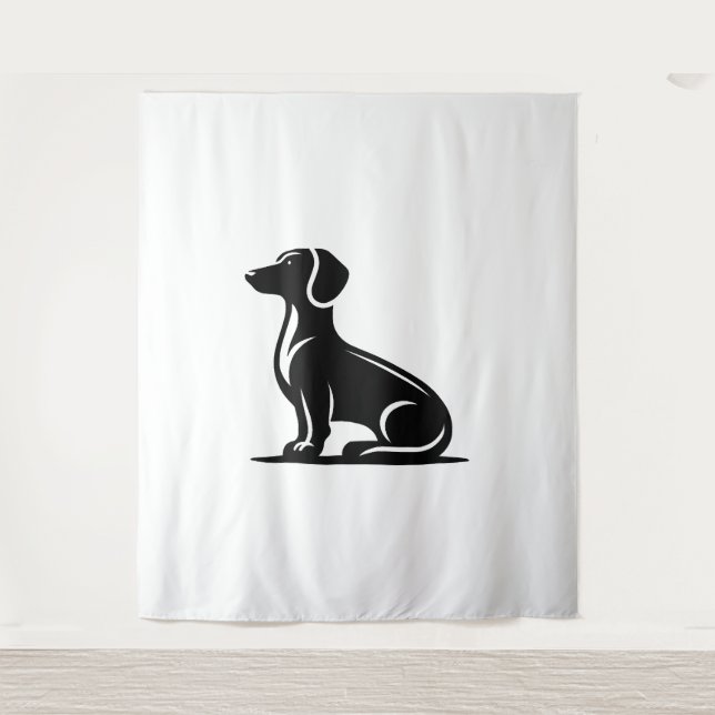Einfache Hundemotif-Silhouette Wandteppich (Vorderseite)