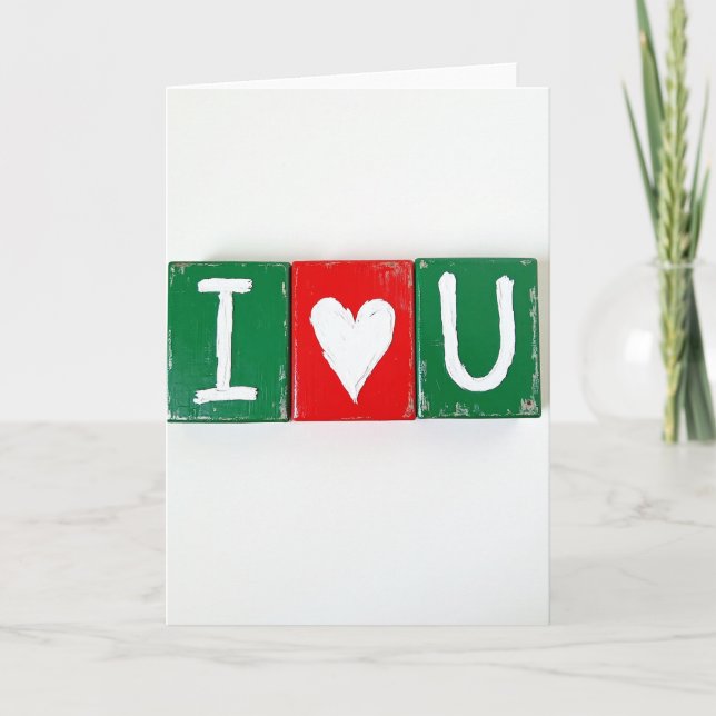 Einfache I Love You Block Karte (Vorderseite)