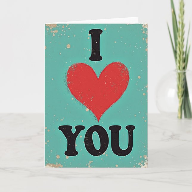 Einfache Ich liebe dich gesprenkelte Karte (Vorderseite)