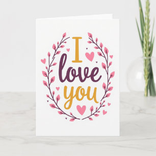 Einfache Ich liebe dich Herzen Kranz Karte