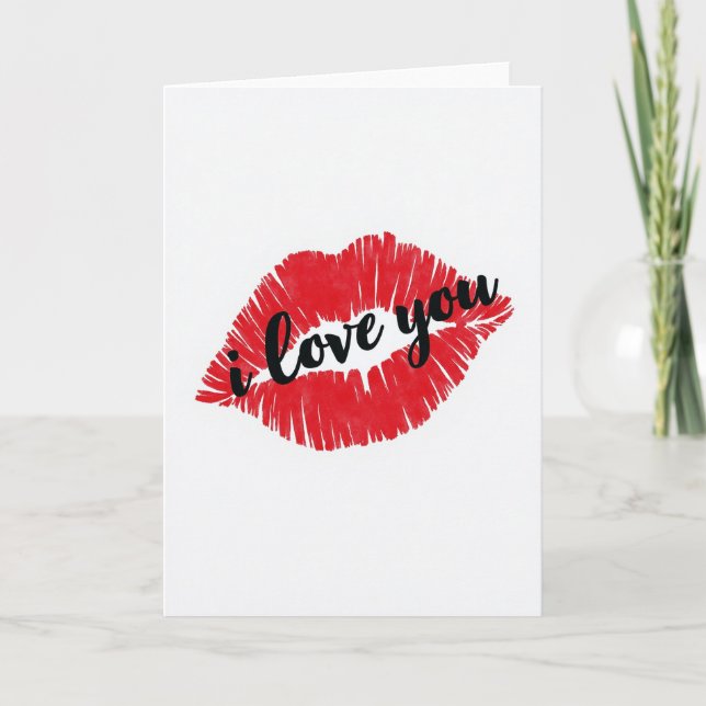 Einfache Ich liebe dich Kuss Karte (Vorderseite)