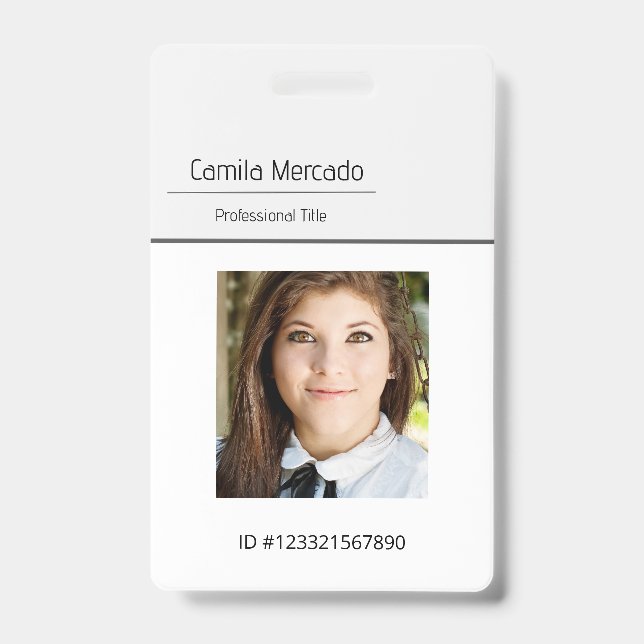 Einfache ID des Fotos "Clean Gray Template Employe Ausweis (Vorderseite)