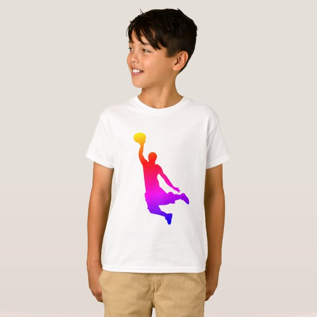 Einfache Illustration Basketball Player Regenbogen T-Shirt (Vorne ganz)