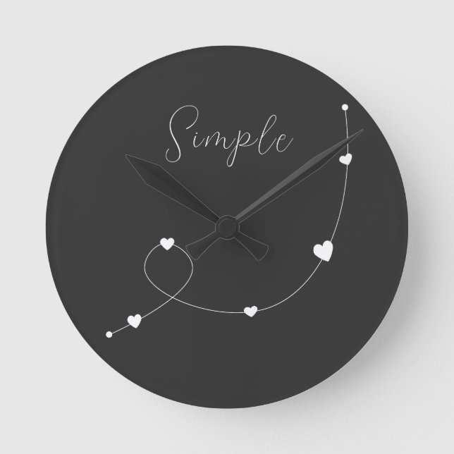 Einfache Illustration mit Herzen im minimalistisch Runde Wanduhr (Vorderseite)