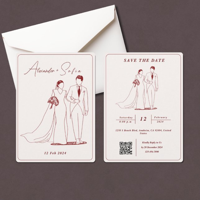 Einfache Illustration mit QR Code UAWG Wedding Einladung (Von Creator hochgeladen)