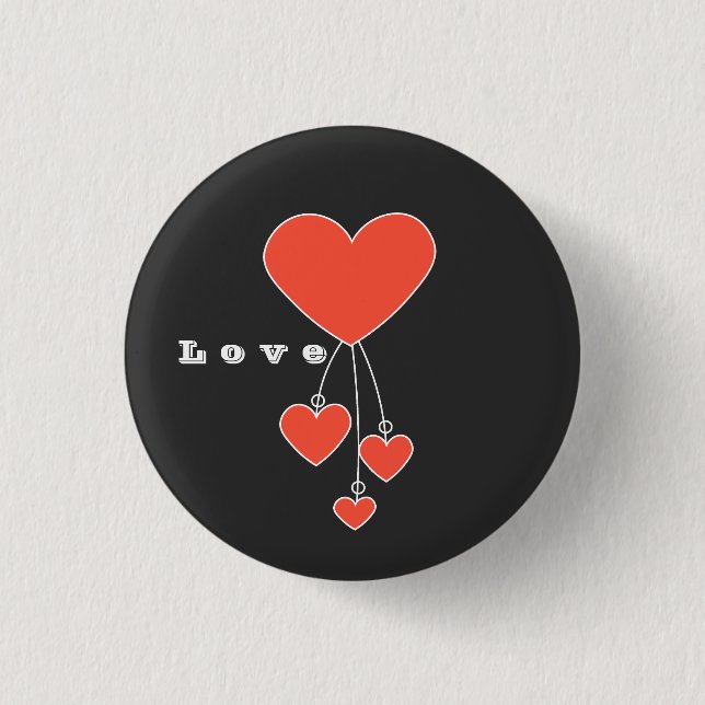Einfache Illustration mit Scharlachtherzen "Liebe" Button (Vorderseite)