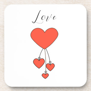Einfache Illustration mit Scharlachtherzen Liebe Getränkeuntersetzer