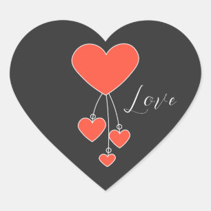 Einfache Illustration mit Scharlachtherzen Liebe Herz-Aufkleber