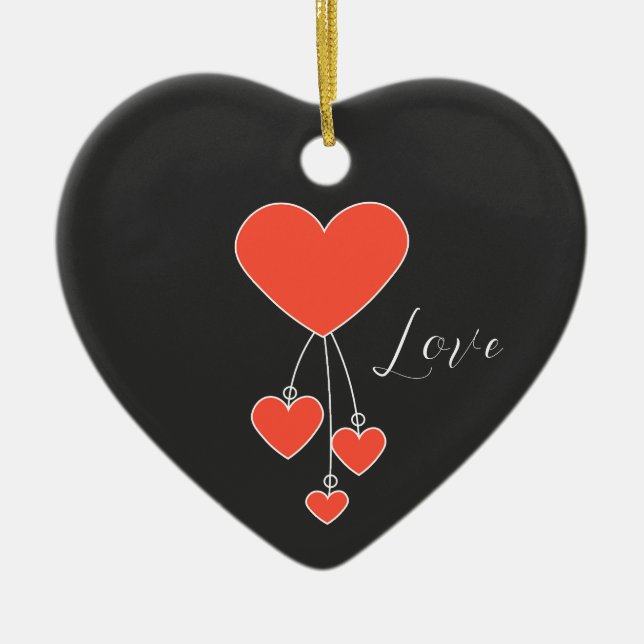 Einfache Illustration mit Scharlachtherzen "Liebe" Keramik Ornament (Vorne)