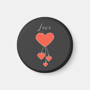 Einfache Illustration mit Scharlachtherzen "Liebe" Magnet