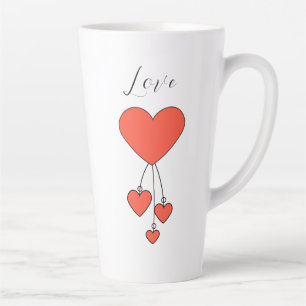Einfache Illustration mit Scharlachtherzen Liebe Milchtasse
