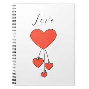 Einfache Illustration mit Scharlachtherzen Liebe Notizblock