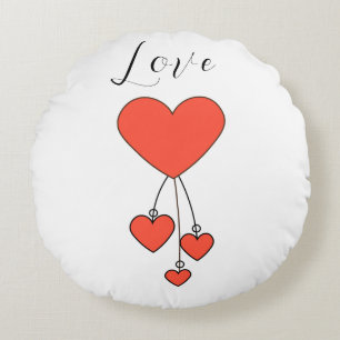 Einfache Illustration mit Scharlachtherzen Liebe Rundes Kissen