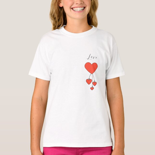 Einfache Illustration mit Scharlachtherzen Liebe T-Shirt (Vorderseite)