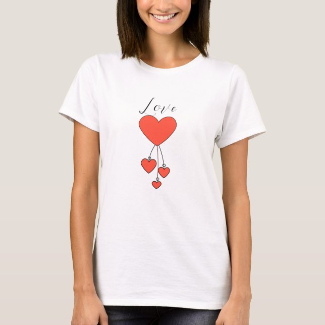 Einfache Illustration mit Scharlachtherzen Liebe T-Shirt (Vorderseite)
