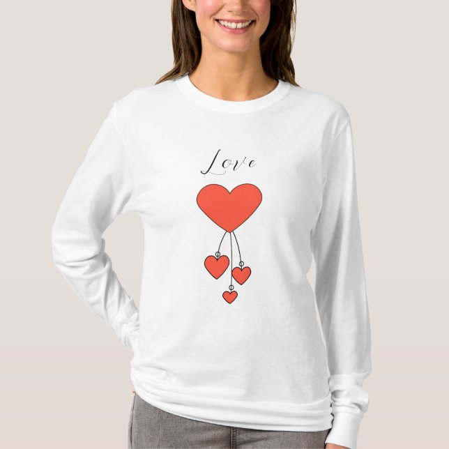 Einfache Illustration mit Scharlachtherzen Liebe T-Shirt (Vorderseite)