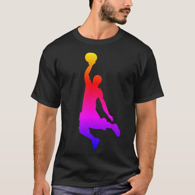 Einfache Illustrierte Basketball-Spielerrutsche T-Shirt (Vorderseite)