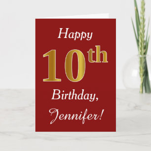 Einfache Imitate Gold 10. Geburtstag + Individuell Karte
