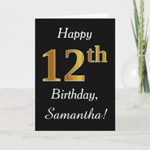 Einfache Imitate Gold 12. Geburtstag + Individuell Karte