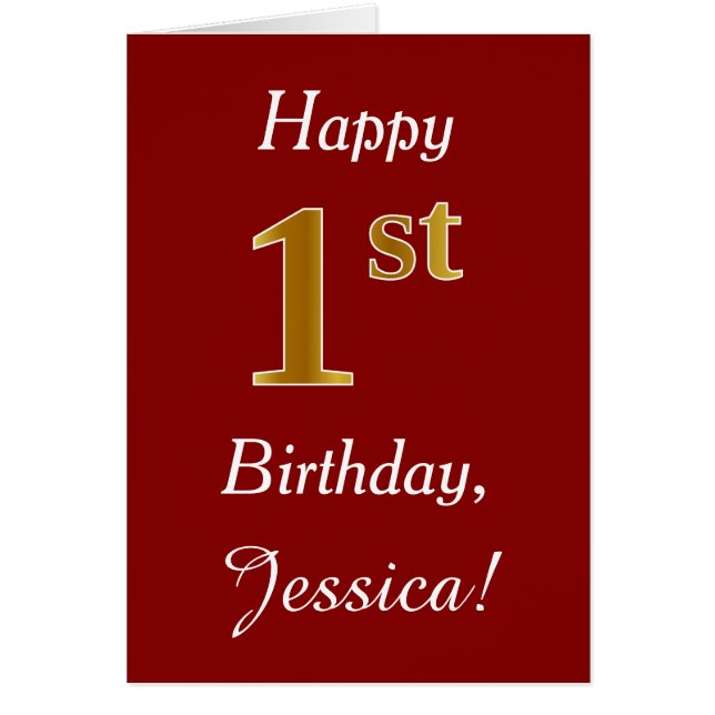 Einfache Imitate Gold 1 Geburtstag + Individuelle  (Vorne)