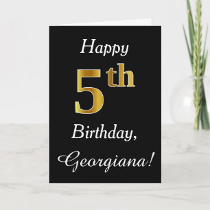 Einfache Imitate Gold 5. Geburtstag + Individuelle Karte