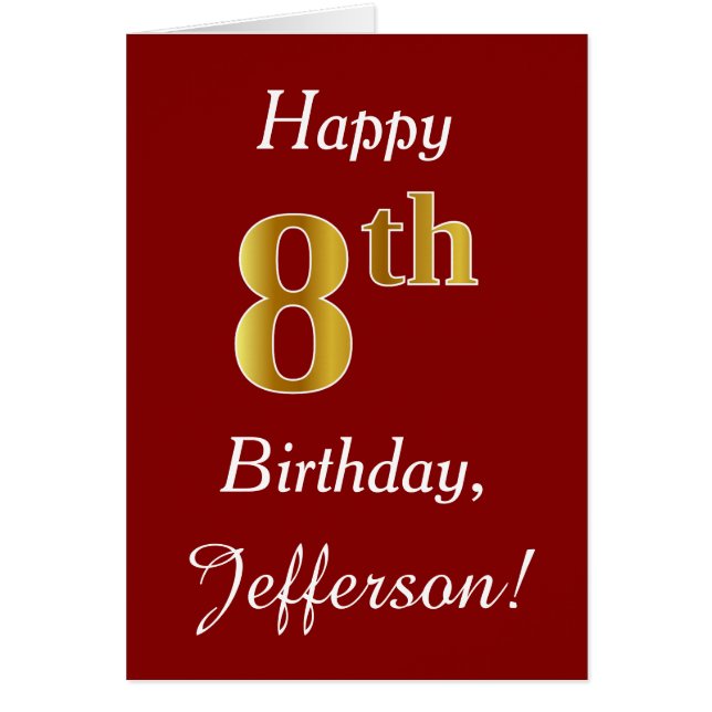 Einfache Imitate Gold 8. Geburtstag + Individuelle (Vorne)